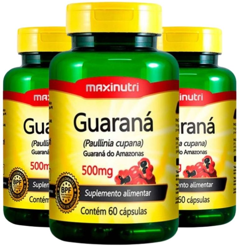 Kit 3x Guaraná (Estimulante Energético) 60 cápsulas - Maxinutri