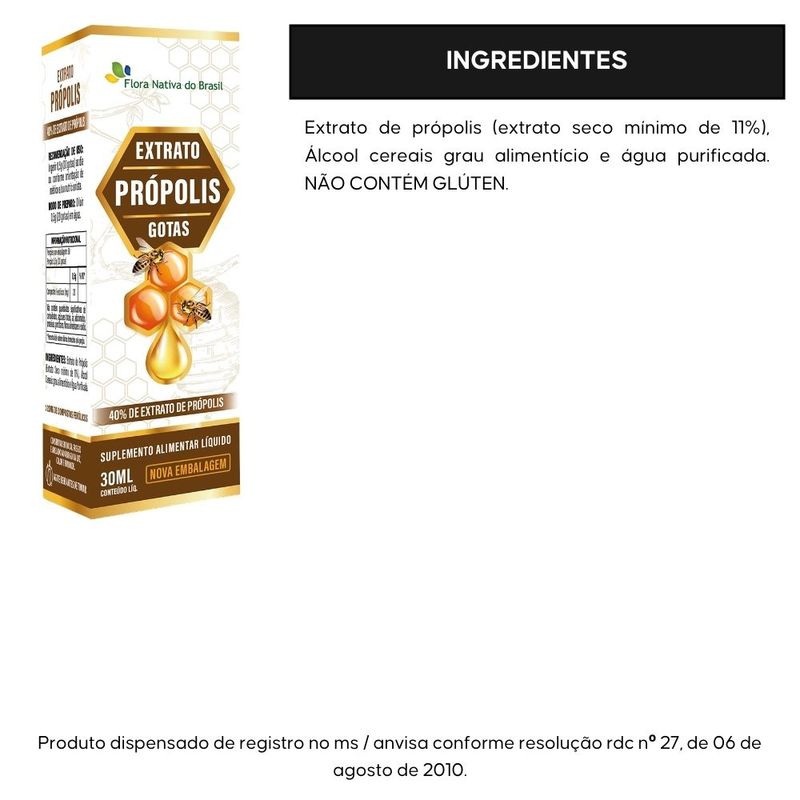 Extrato de Própolis em Gotas 40% 30ml - Flora Nativa
