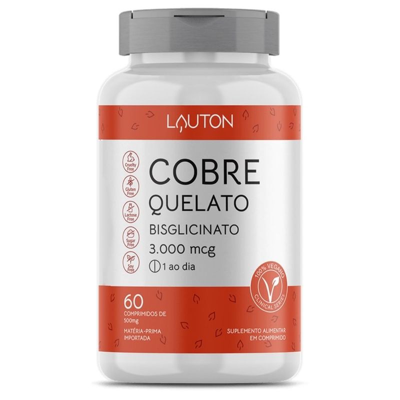 Cobre Quelato Bisglicinato 3000mcg 60 comprimidos - Lauton