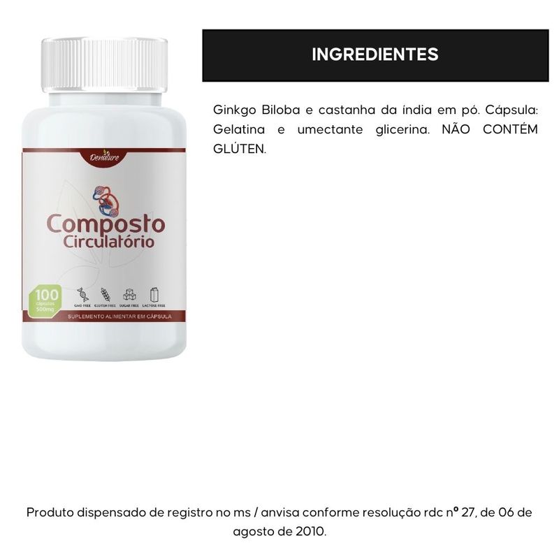 Composto Circulatório 100 cápsulas - Denature