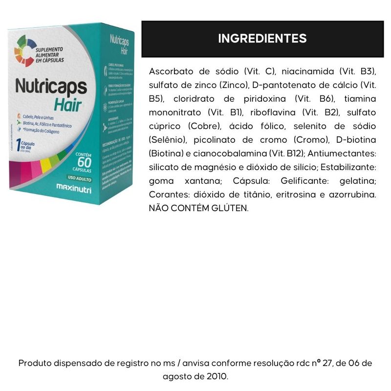 KIT 2X Nutricaps Hair 60 cápsulas - Maxinutri