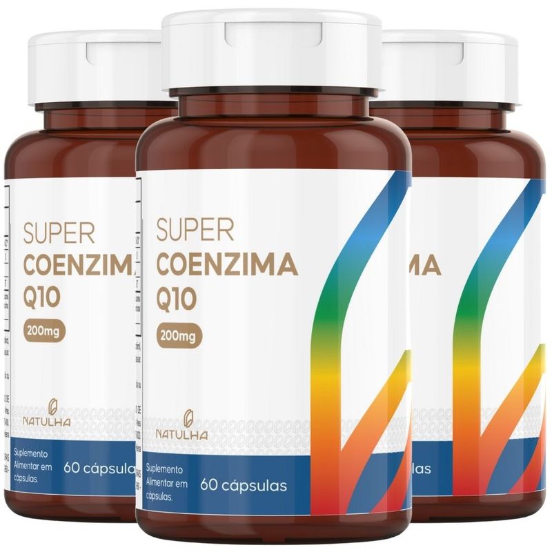 KIT 3X Super Coenzima Q10 200mg + Vitamina E 60 cápsulas - Natulha