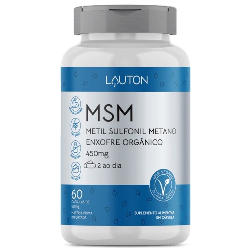 MSM Enxofre Orgânico Metil Sulfonil Metano 60 cápsulas - Lauton