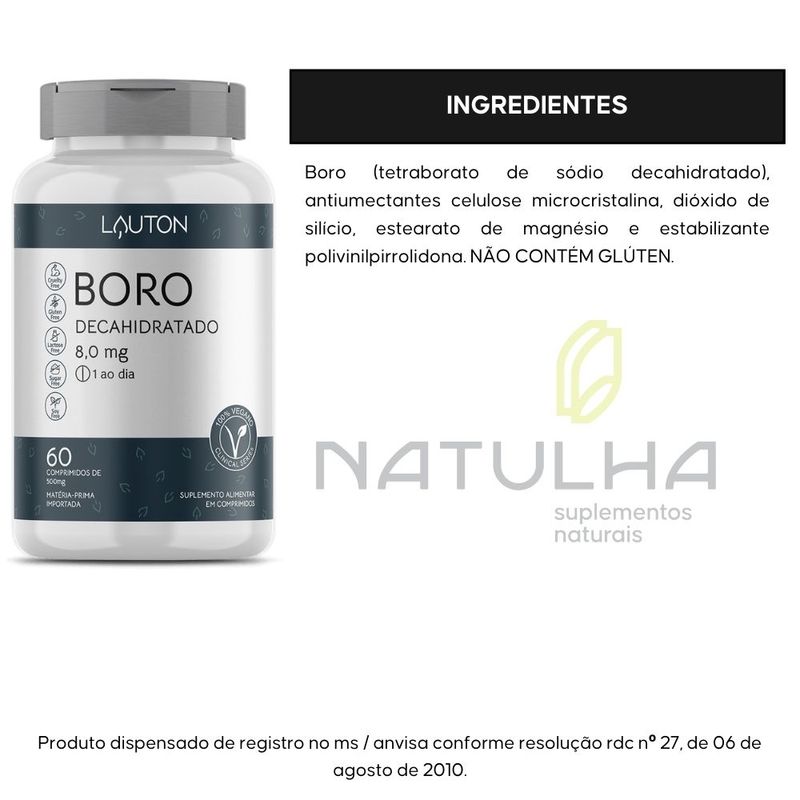 KIT 3X Boro Decahidratado 60 comprimidos - Lauton