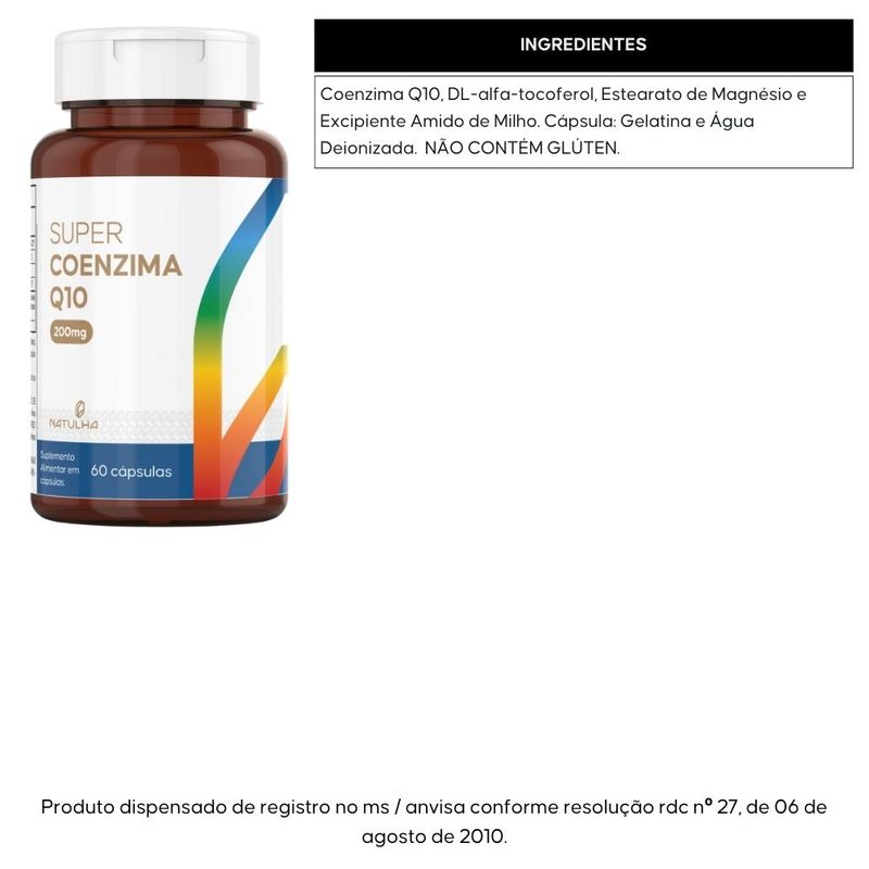 KIT 2X Super Coenzima Q10 200mg + Vitamina E 60 cápsulas - Natulha