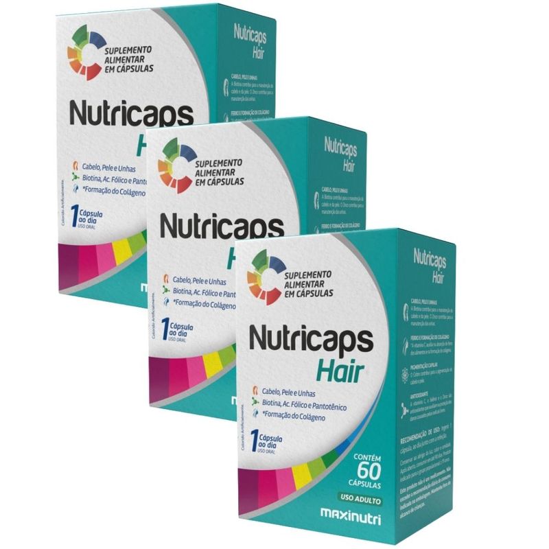 KIT 3X Nutricaps Hair 60 cápsulas - Maxinutri