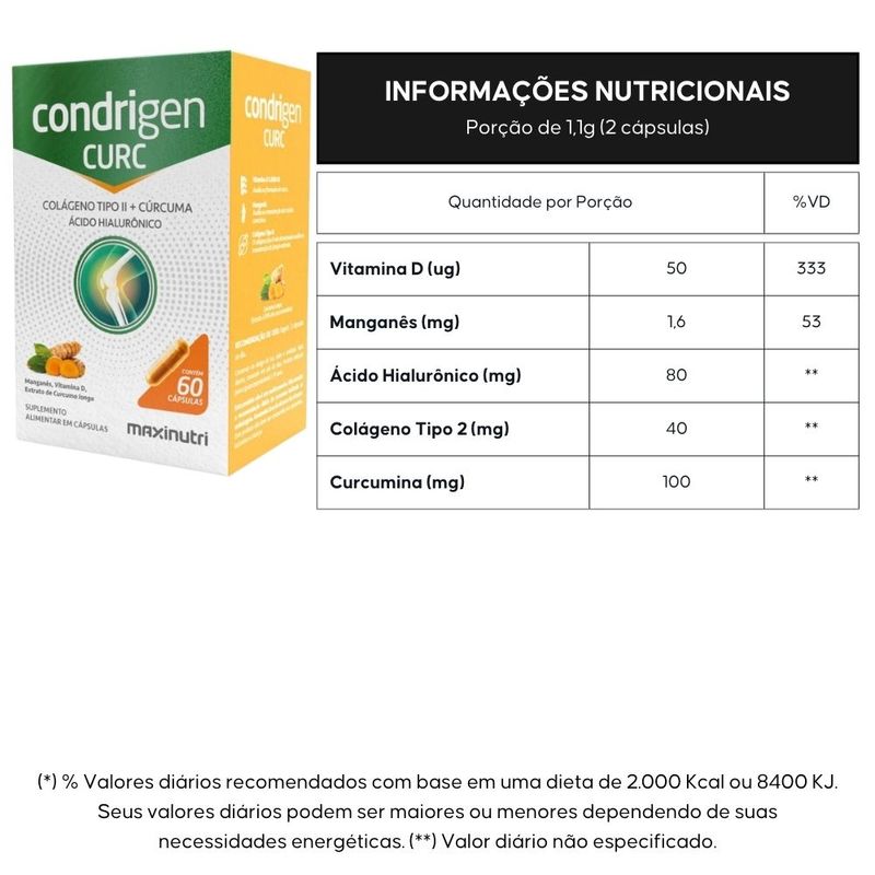 KIT 3X Condrigen CURC - Colágeno Tipo 2 + Cúrcuma + Ácido Hialurônico 60 Cápsulas - Maxinutri