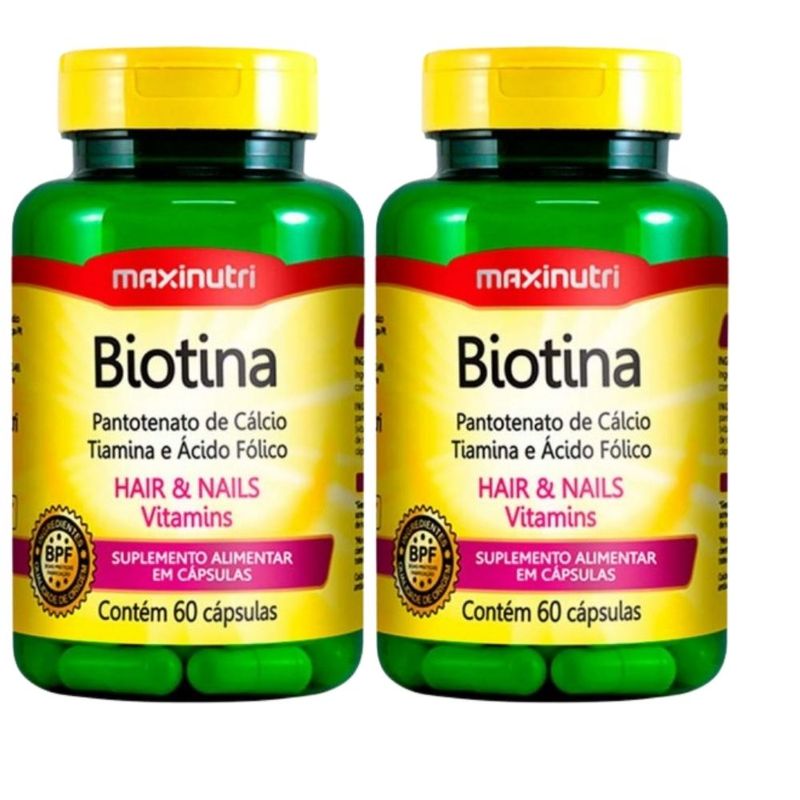 KIT 2X Biotina + Vitaminas B1 B5 Ácido Fólico 60 cápsulas - Maxinutri