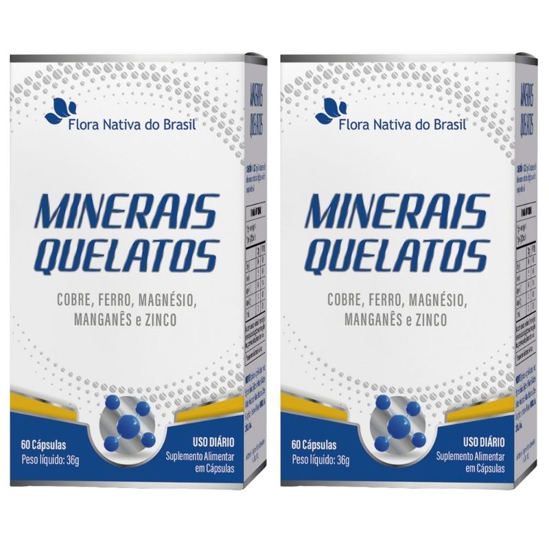 KIT 2X Minerais Quelatos 60 cápsulas - Flora Nativa