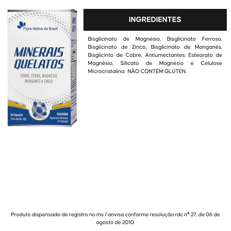 KIT 2X Minerais Quelatos 60 cápsulas - Flora Nativa