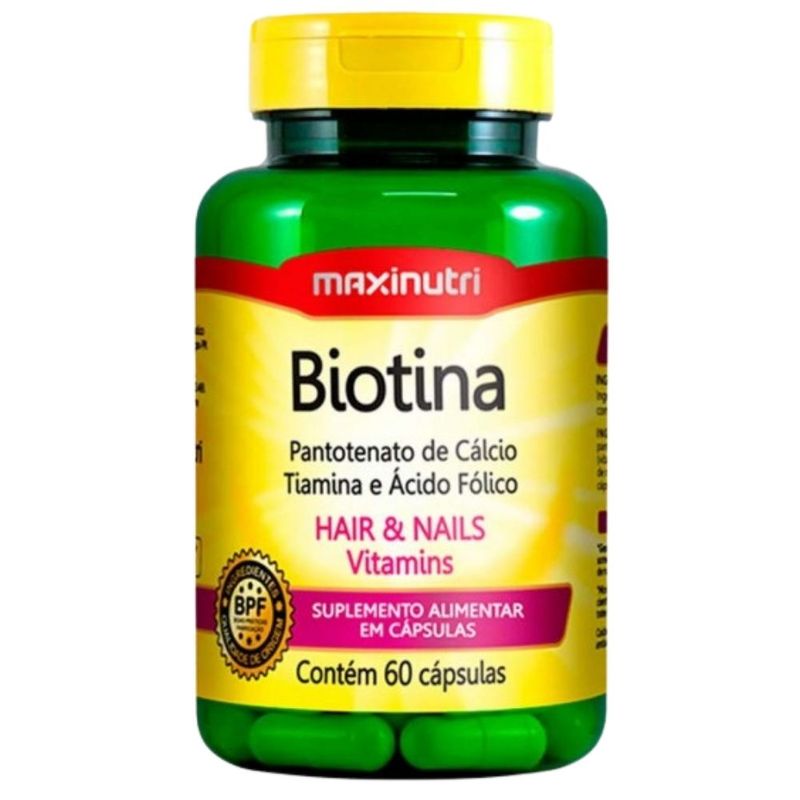 Biotina + Vitaminas B1 B5 Ácido Fólico 60 cápsulas - Maxinutri