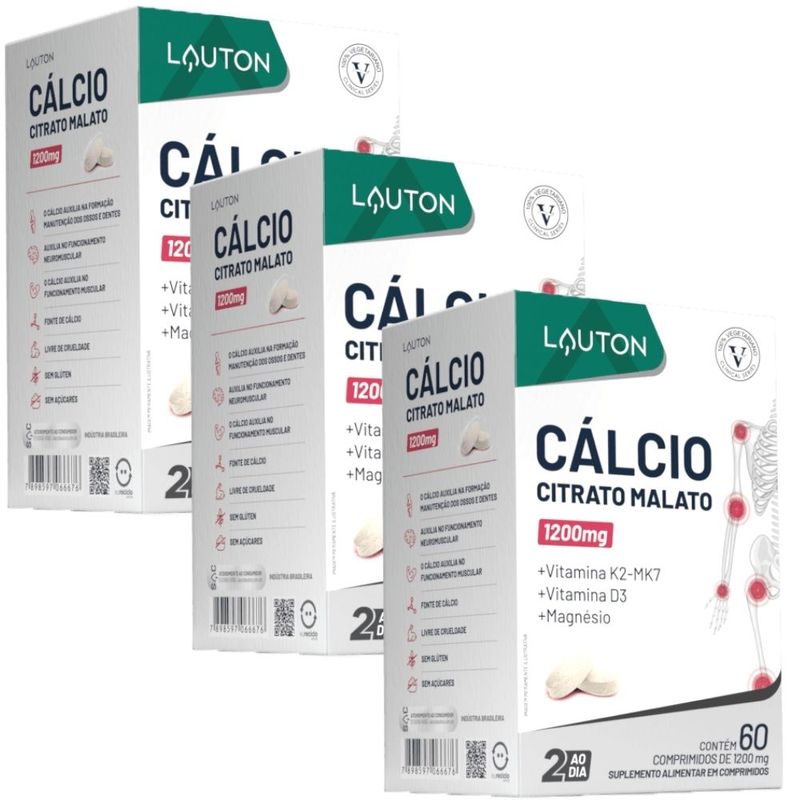 Kit 3x Cálcio Citrato Malato 60 comprimidos - Lauton