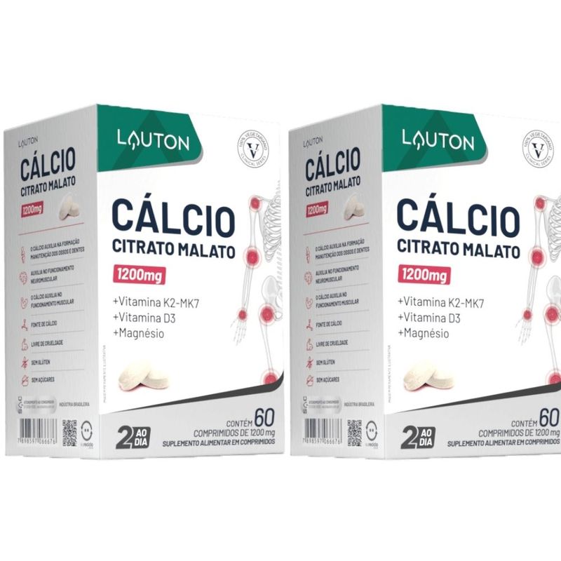 Kit 2x Cálcio Citrato Malato 60 comprimidos - Lauton
