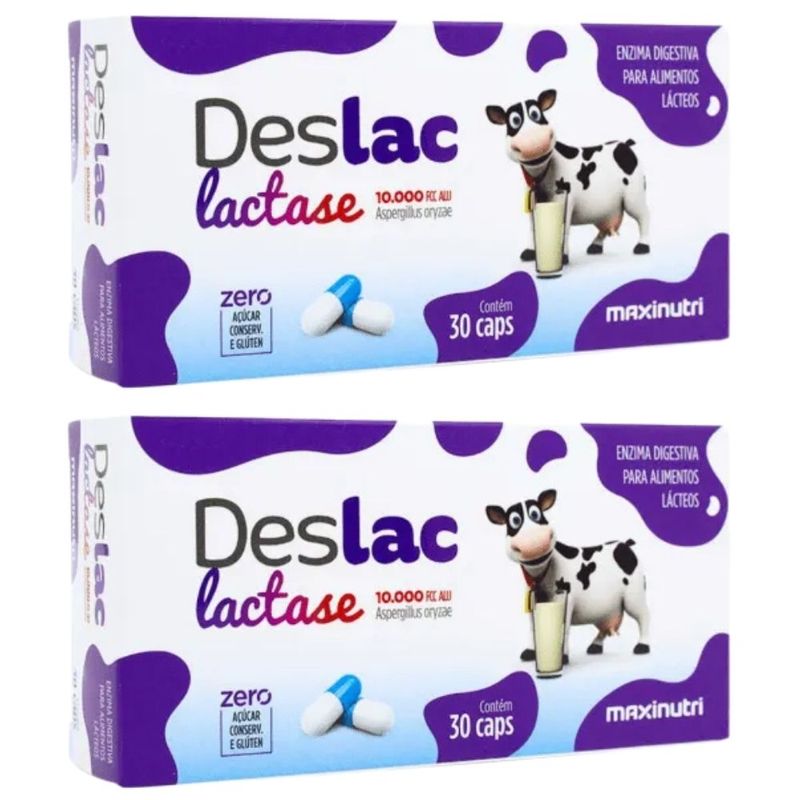 KIT 2X Deslac Lactase 10000 FCC - 30 Cápsulas - Maxinutri