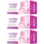 KIT 3X Folidex Metilfolato Vitaminas E B6 B12 - 60 Cápsulas - Maxinutri