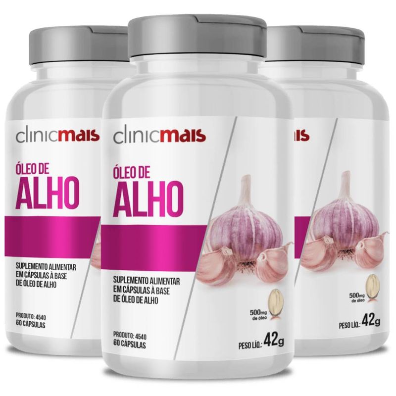 KIT 3X Óleo de Alho - 60 Cápsulas - Clinicmais