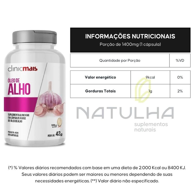 KIT 3X Óleo de Alho - 60 Cápsulas - Clinicmais
