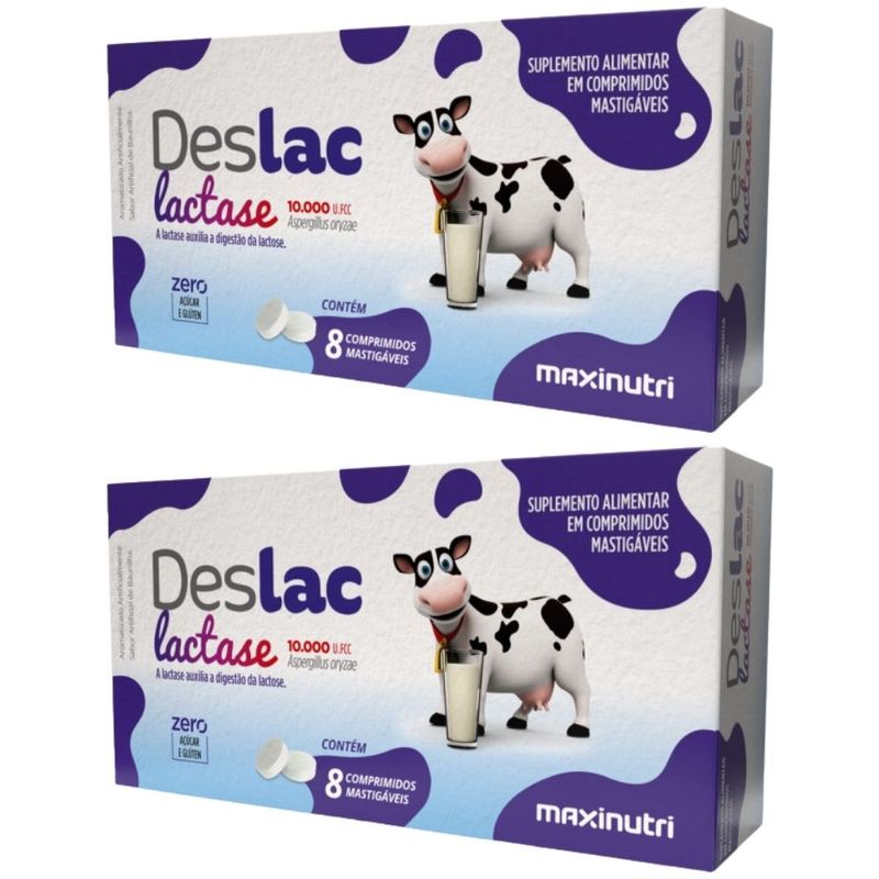 KIT 2X Deslac Lactase 10000 FCC - 8 Comprimidos - Maxinutri
