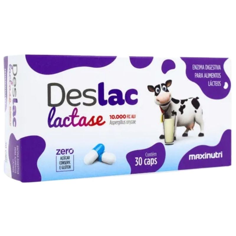 Deslac Lactase 10000 FCC - 30 Cápsulas - Maxinutri