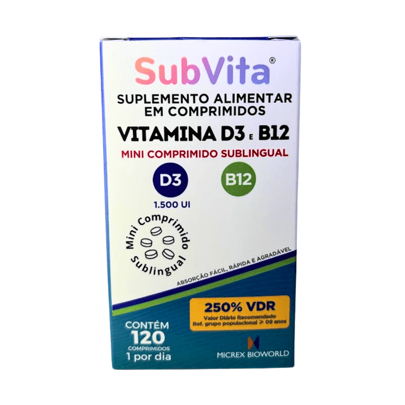 Subvita Vitamina D3 e B12 - 120 Mini Comprimidos