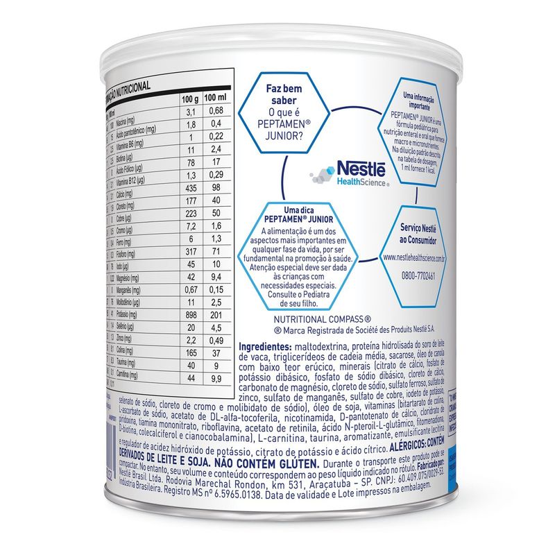 Peptamen Junior - Nutrição Enteral e Oral Sabor Baunilha - 400g