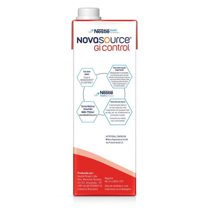 Novasource GI Control - Nutrição Enteral e Oral Sabor Baunilha - 1L - Tetra Square