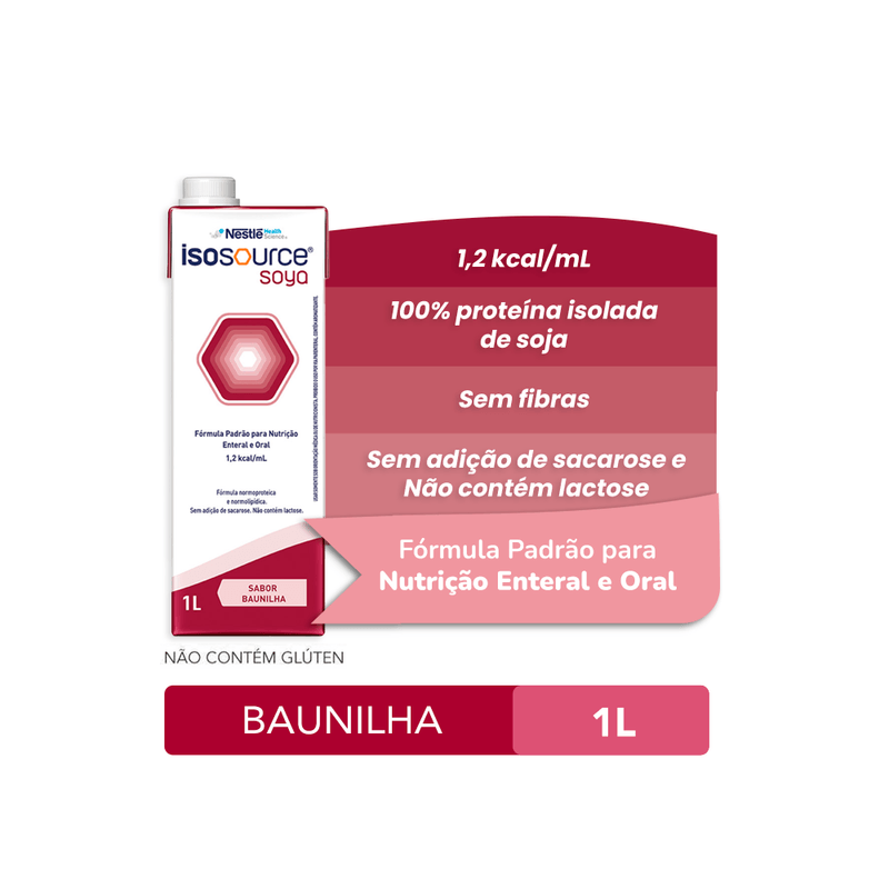 Isosource Soya - Nutrição Enteral e Oral Sabor Baunilha - 1L