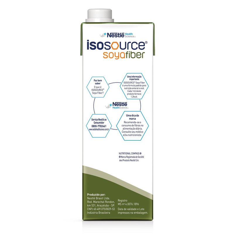 Isosource Soya Fiber - Nutrição Enteral e Oral Sabor Baunilha - 1L