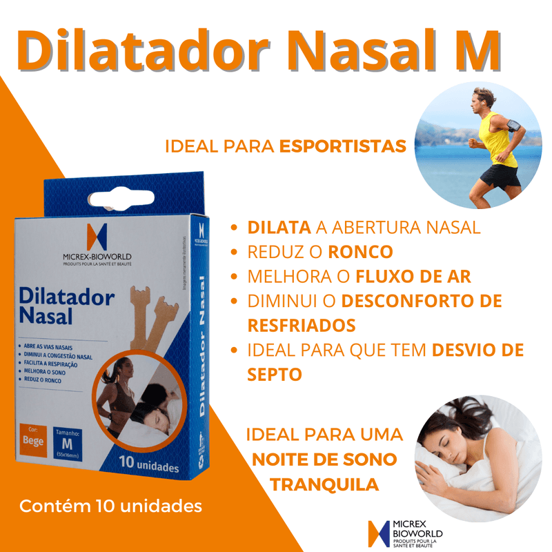 Kit 5 Fitas Dilatadoras Nasais Tamanho M - 10 Unidades