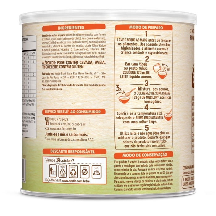 Mucilon - Cereal Infantil Sabor Milho - 400g