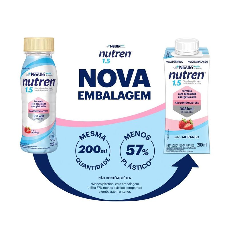Nutren 15 - Nutrição Enteral e Oral Sabor Morango - 200ml