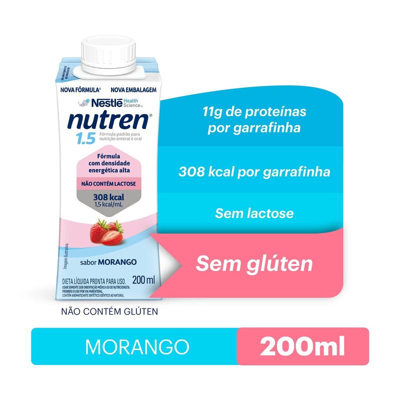 Nutren 15 - Nutrição Enteral e Oral Sabor Morango - 200ml