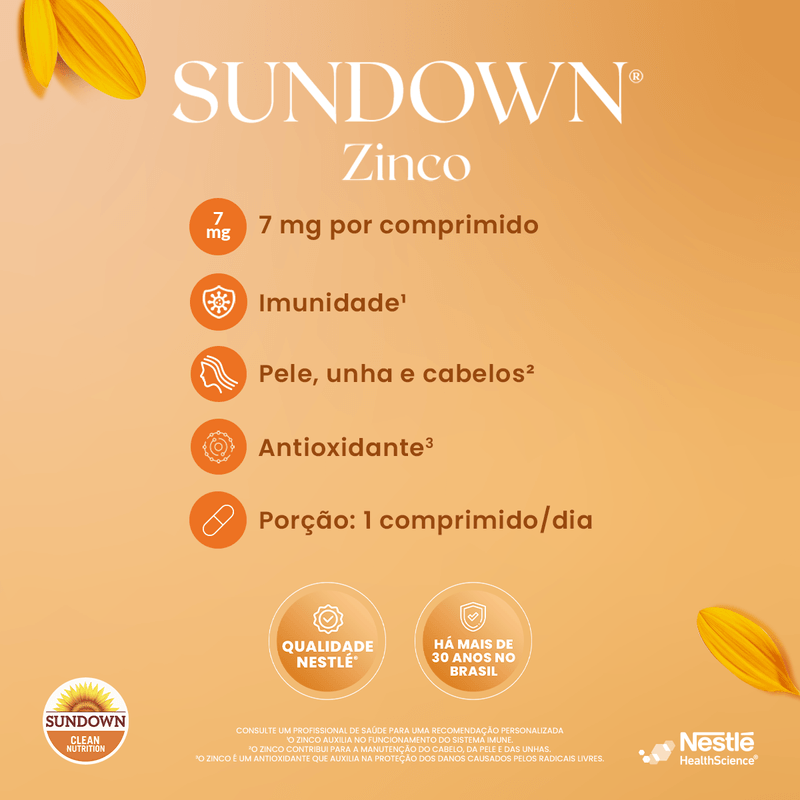 Sundown - Zinco 7mg - Suplemento Alimentar - 90 Comprimidos