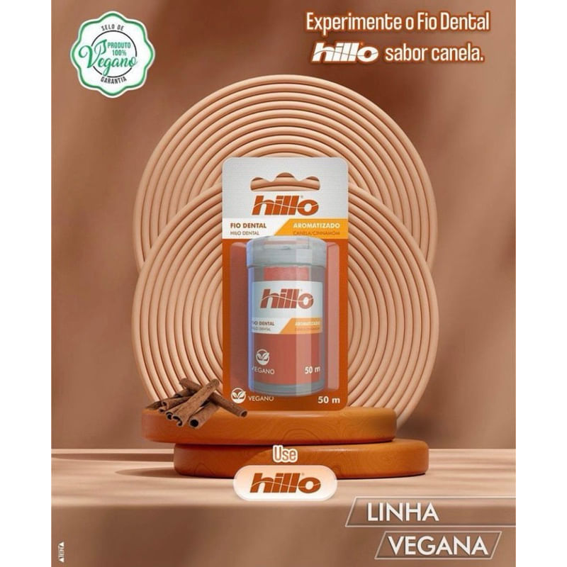 Kit 12 Fios Dentais Canela Vegano 50 Metros - Hillo - Econômico Natural e Sustentável
