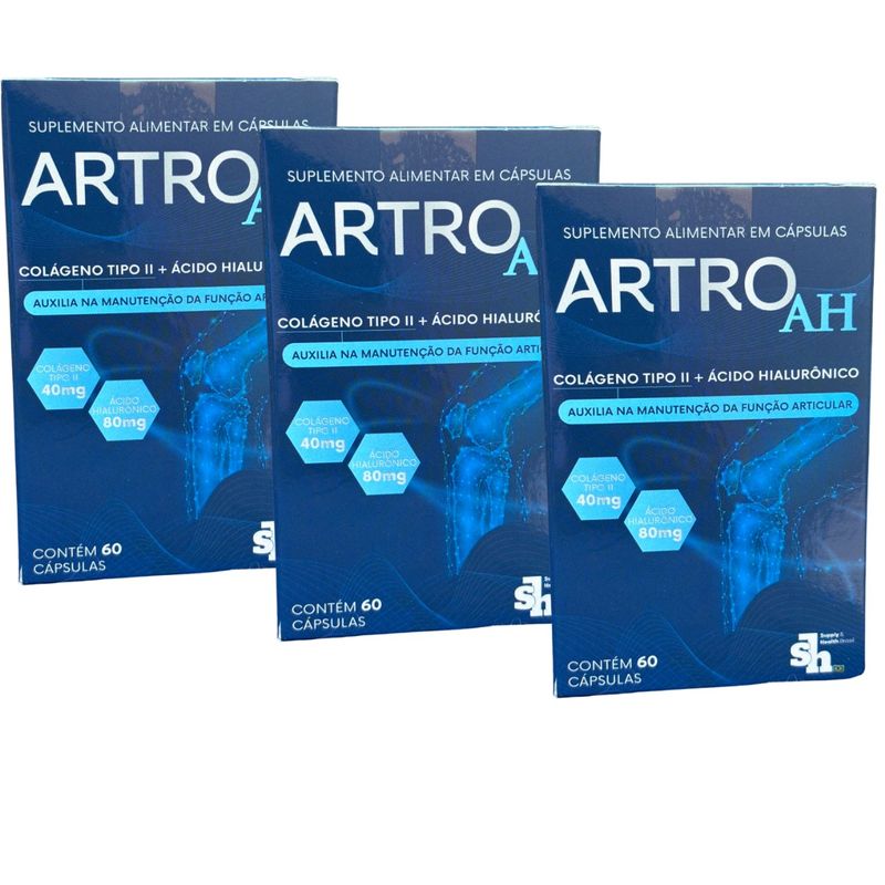 Kit 6 Meses Artro AH - Colágeno Tipo 2 + Ácido Hialurônico - Sem Sabor