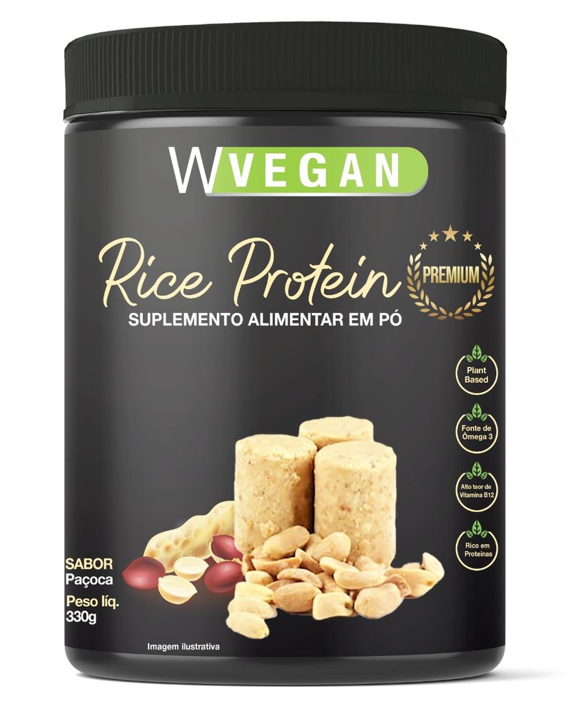 Rice Protein Premium 330g com DHA WVegan Paçoca - Proteina de Arroz Pacoca Vegano