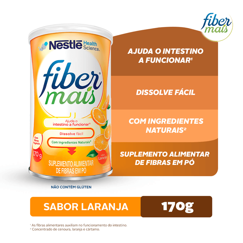 FiberMais - Laranja - Suplemento Alimentar de Fibras - 170g
