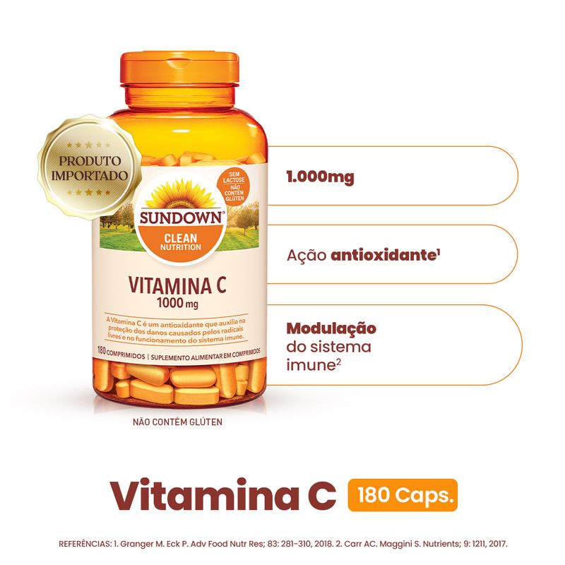 Sundown - Vitamina C 1000mg - Suplemento Alimentar - 180 Comprimidos