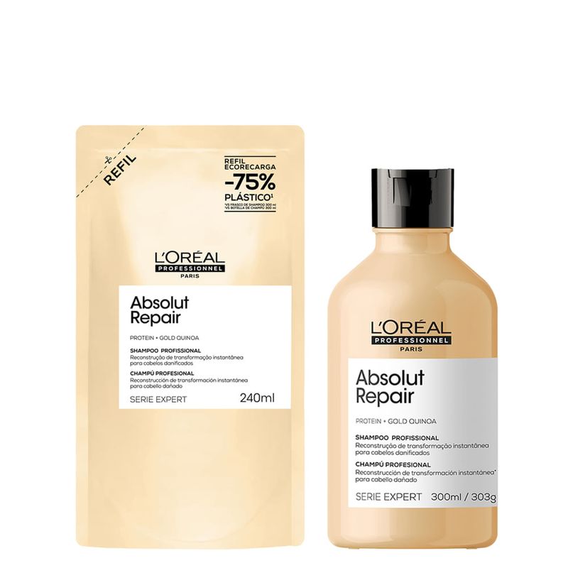 L'Oréal Professionnel - Serie Expert Absolut Repair Gold Quinoa - Kit Shampoo Refil 240ml + Shampoo 300ml