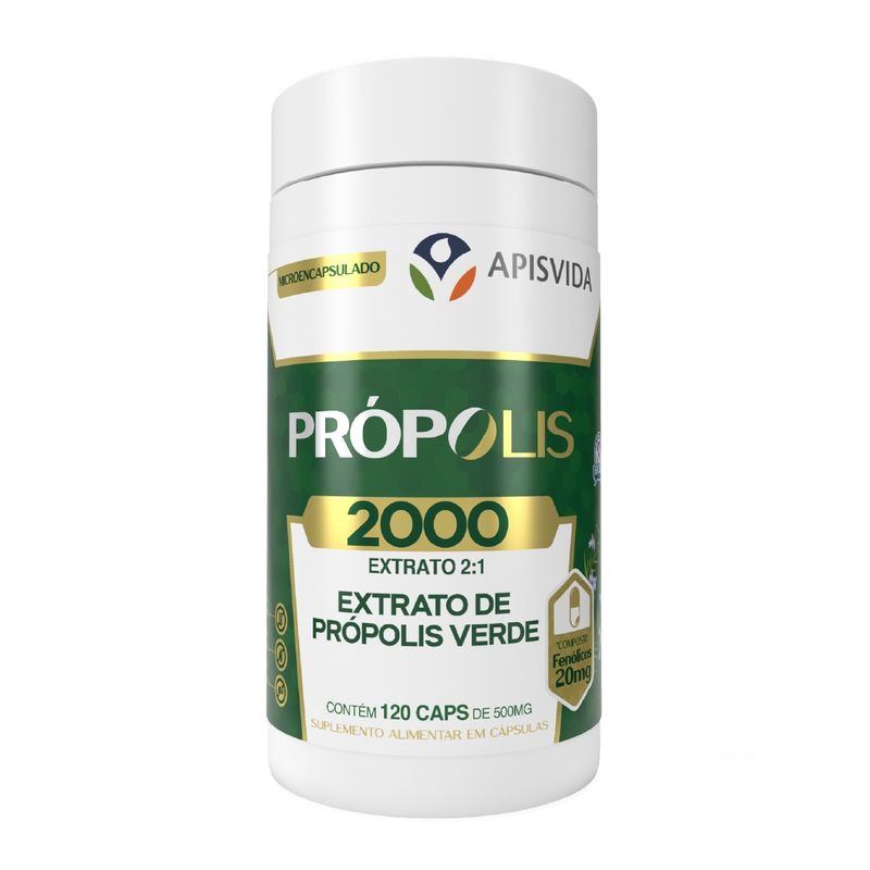 Apisvida - Própolis Verde - Suplemento em Cápsulas 500mg - 120 Cápsulas