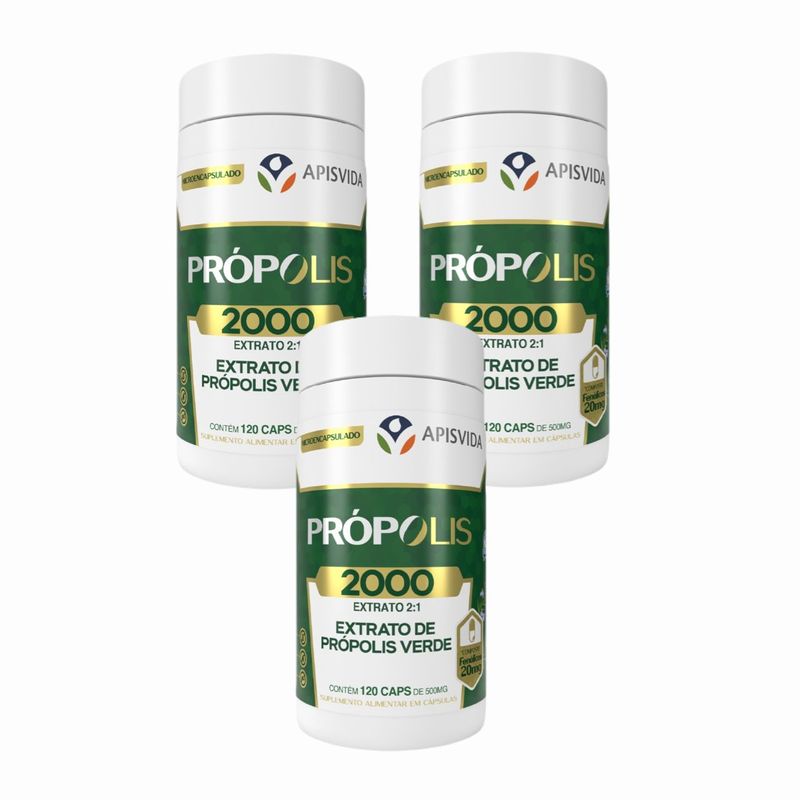 Apisvida - Própolis Verde - Suplemento em Cápsulas 500mg - 3x 120 Cápsulas