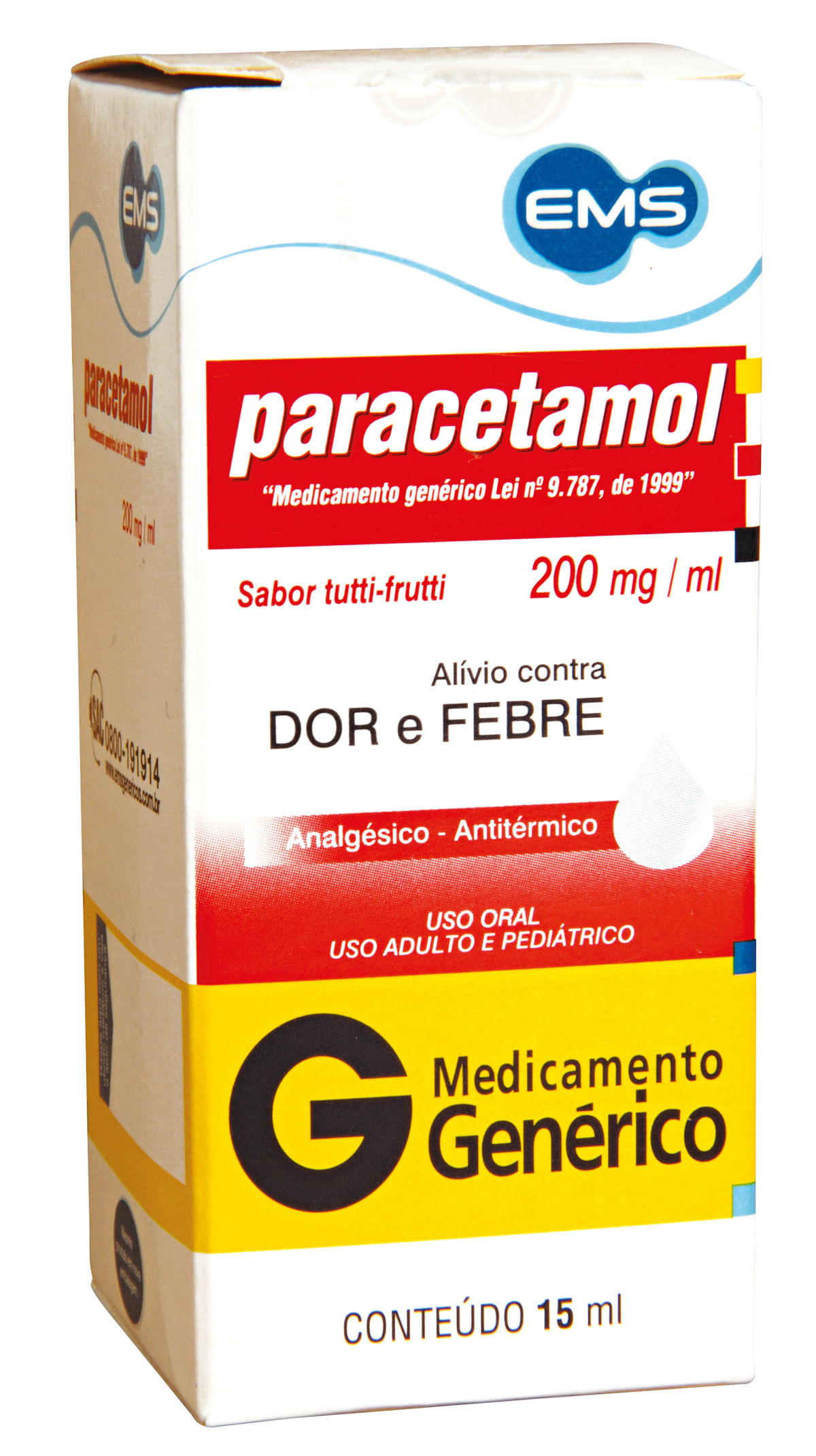 Parasitamol / Paracetamol 200mg Gotas 15ml Genérico Ems Pague Menos