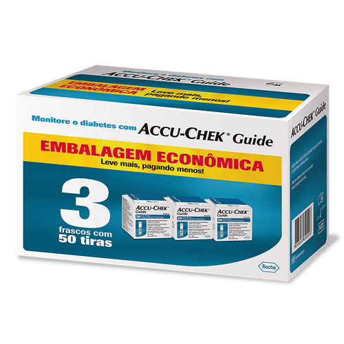 Fita Accu Check Guide Economy Com 3 Frascos Com 50 Tiras