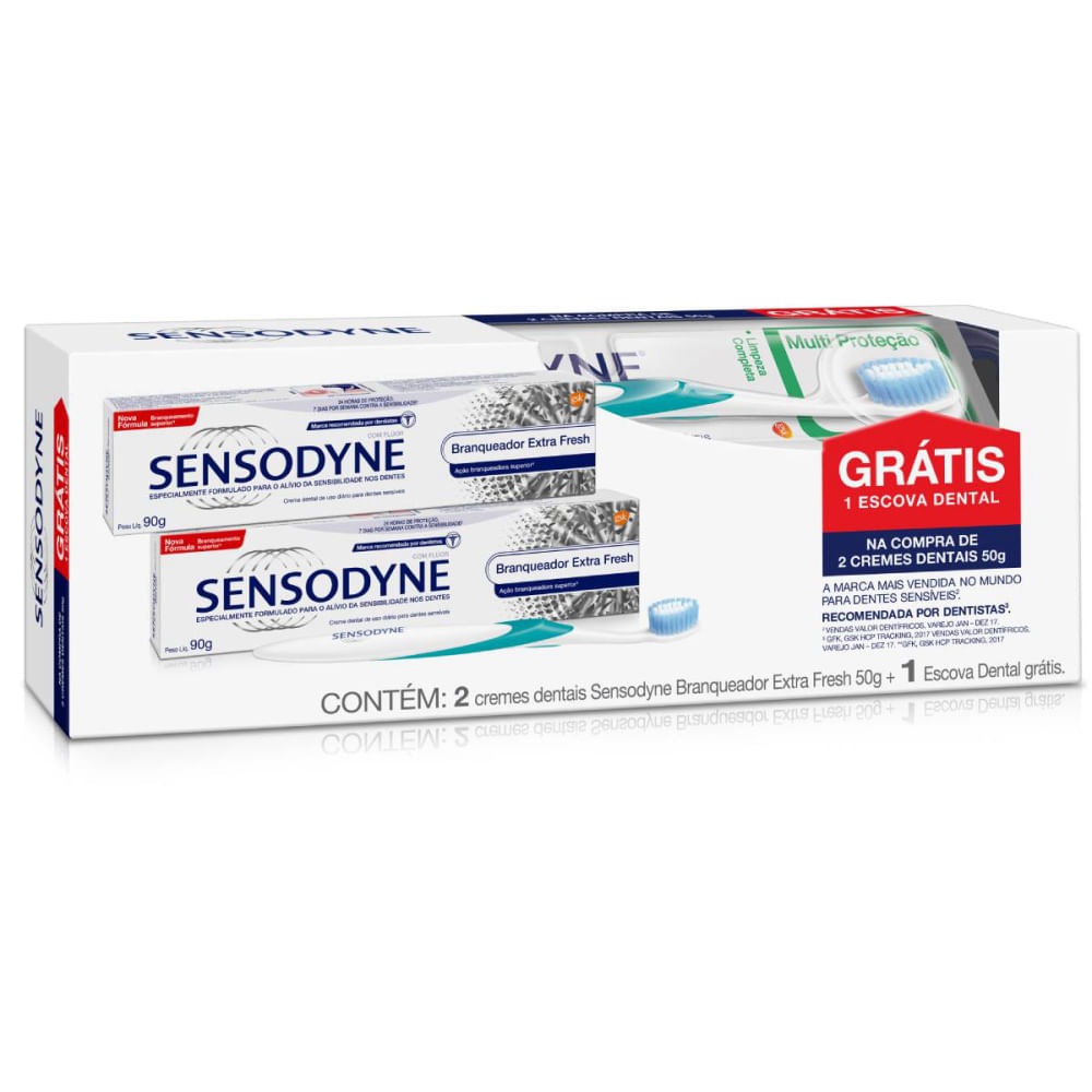 sensodyne kit com creme dental branqueador extra fresh