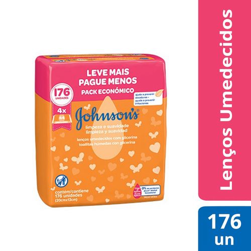 Lenços umedecidos Johnson's Baby Limpeza e Suavidade - L4P3 44 unidades