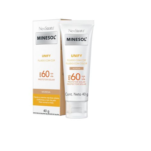 Protetor Solar Facial Neostrata Minesol Unify Fluido com cor Pele Morena FPS 60 40G