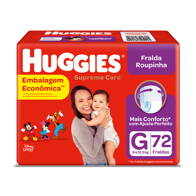 Fralda Huggies Roupinha Supreme Care G - 72 Fraldas - Extrafarma