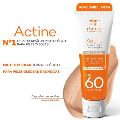 Kit Protetor Solar Facial Actine Com Cor 10h Antioliosidade Fps60 40g Gratis Sabonete Facial Actine 60ml