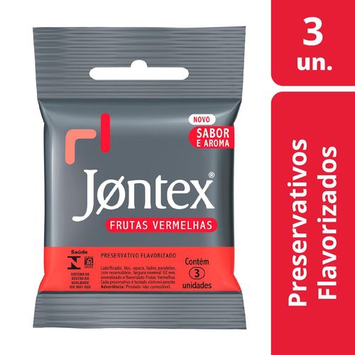 Preservativo Jontex Frutas Vermelhas Com 3 Unidades