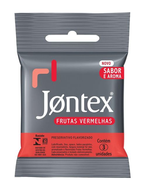 Preservativo Jontex Frutas Vermelhas Com 3 Unidades